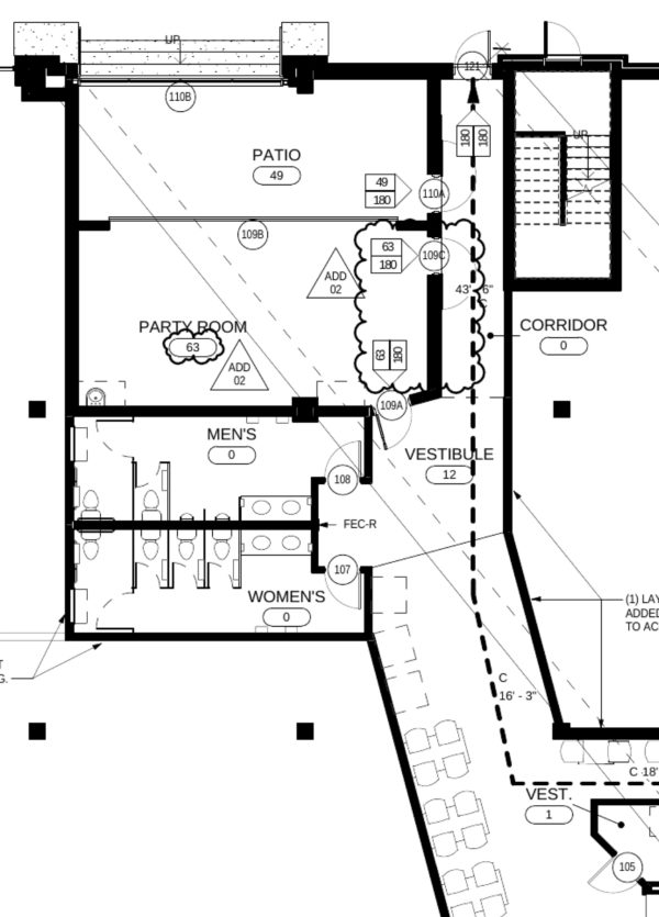 Downtown party room layout map